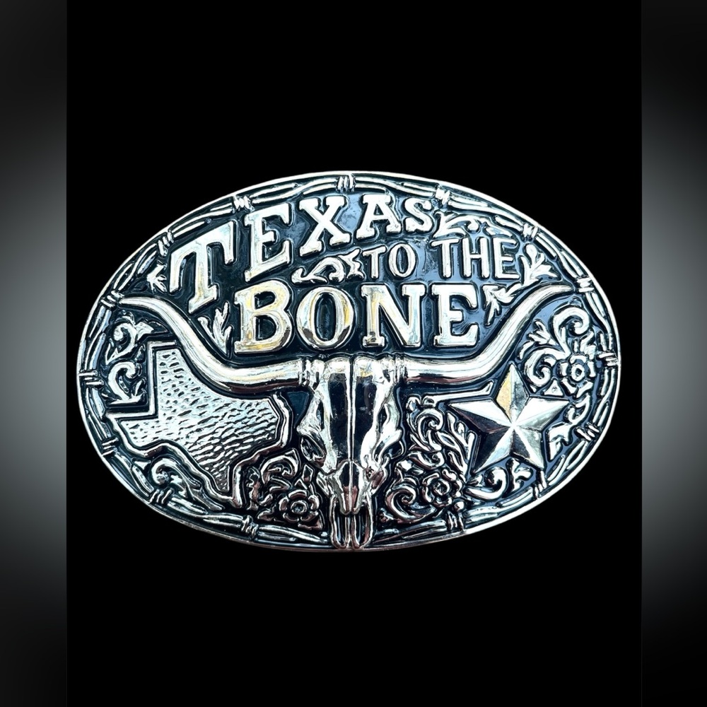 Texas To The Bone Belt Buckle For Cowboy or Western Wear for Men. - Picture 2 of 6